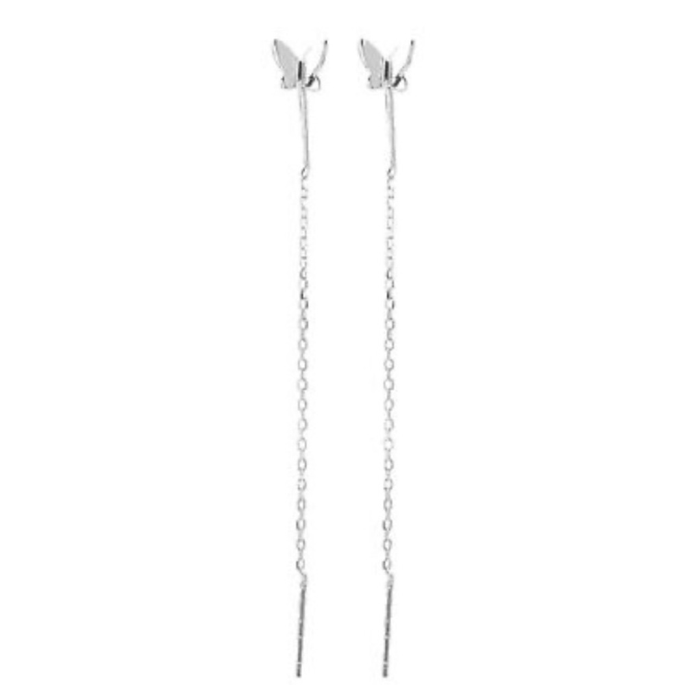NWT STERLING SILVER TASSEL BUTTERFLY EARRINGS - Picture 2 of 5